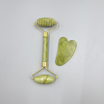 OEM/ODM Rose Quartz Jade Roller Facial Stone Massager Set με ορό λάδι και Gunsha